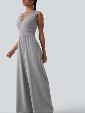 Halara Sleeveless V-Neck  Wide-Leg Jumpsuit